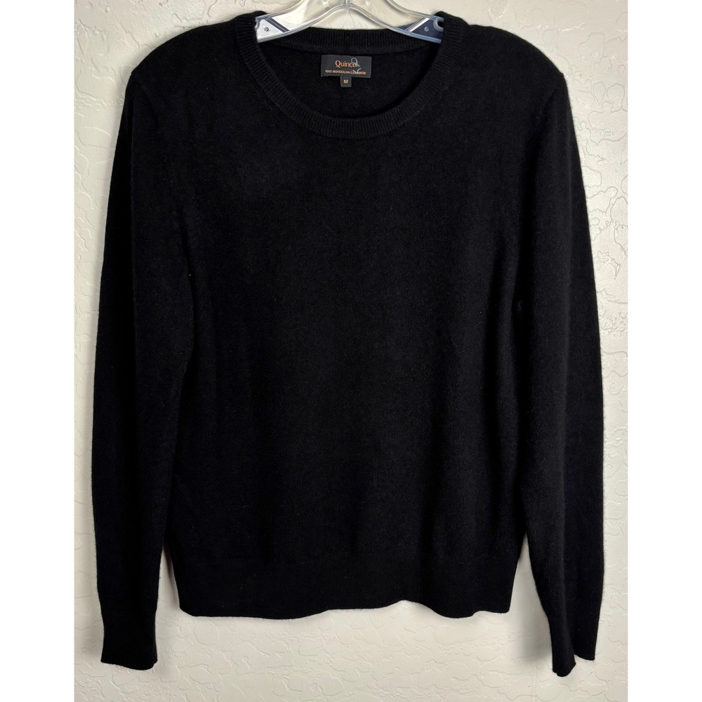 Quince Mongolian Cashmere Crewneck Sweater‎ Black Womens Medium 2326